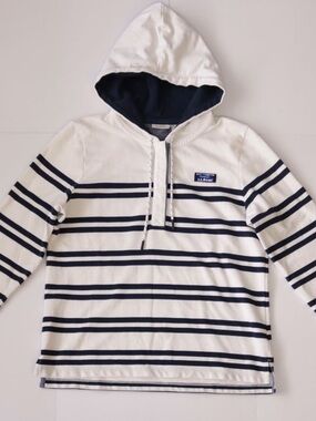 L.L Bean Soft Cotton Rugby Hoodie Pullover Stripe